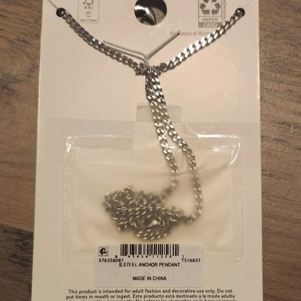 Believe by Brillance Men's Stainless Steel 24" Anchor Necklace - Picture 2 of 2